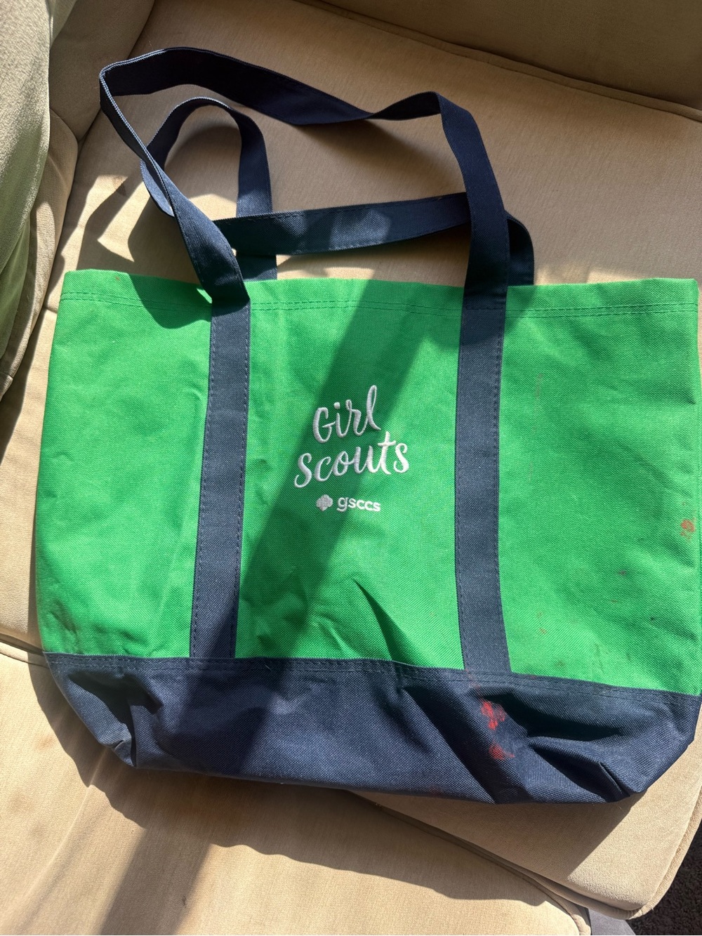 Green and Navy Canvas Tote